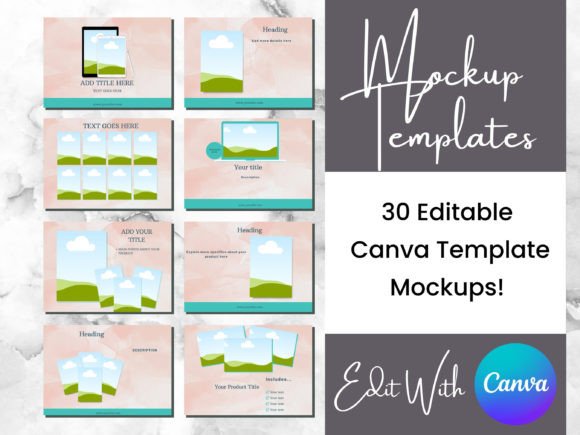 Download 15 Peachy Green Digital Product Mockups - Product mockup Collection