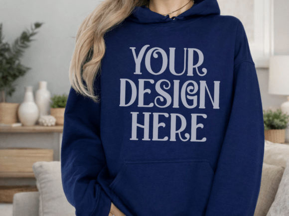 Download Gildan 18500 Navy Hooded Mockup - Premium Resources